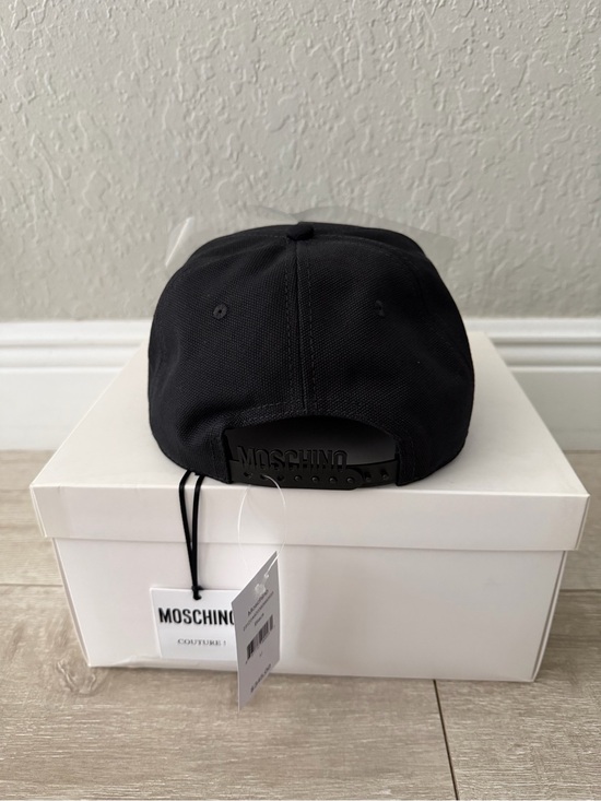 Adult Moschino Black SnapBack Cap with Gold Metallic Logo
